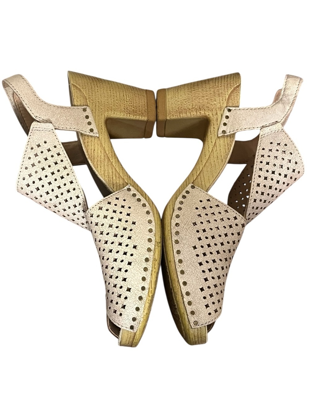 Dansko Teagan Heeled Sandal Clogs Laser Cut Vintage White Leather Slingback 39 - Picture 5 of 15